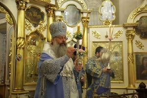 В канун праздника Сретения Господня митрополит Кирилл совершил всенощное бдение в Иоанно-Предтеченском соборе
