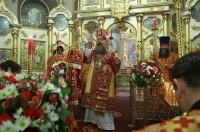 Накануне отдания Пасхи митрополит Кирилл совершил вечернее Богослужение в Иоанно-Предтеченском соборе